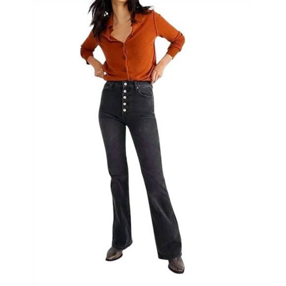 BOYISH 28 Rickey flare leg jeans in black 32" inseam Button Fly Flare  Revolve - Picture 3 of 13